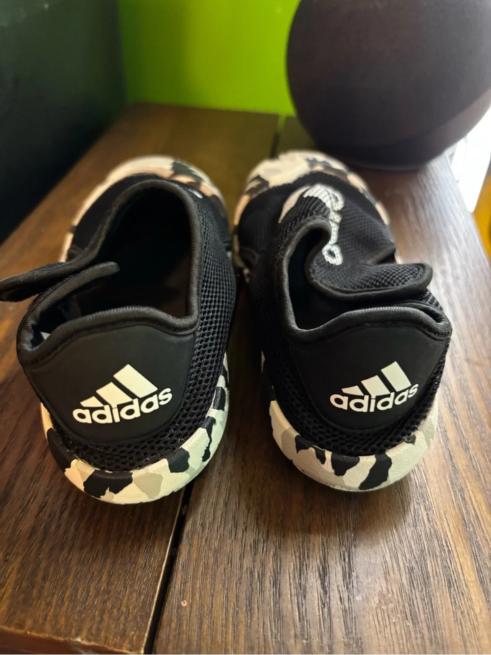 Adidas toddler Black Slip-On Water Shoe with Gray Camo Sole/Size 10 toddler